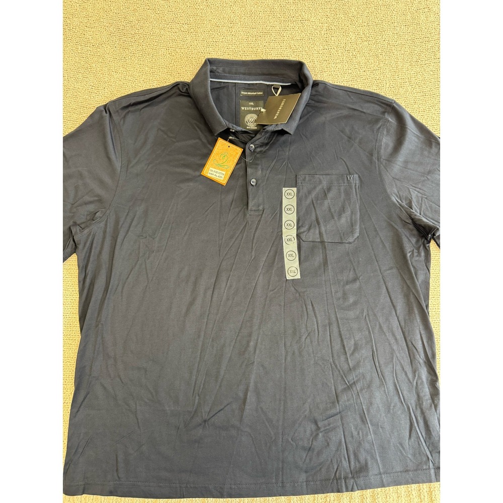 Westbury Real Classics Mens XXL Navy Double Mercerised Cotton Polo Shirt NWT